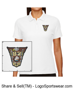 White polo with EMBROIDERED full color class crest (Women's) Design Zoom